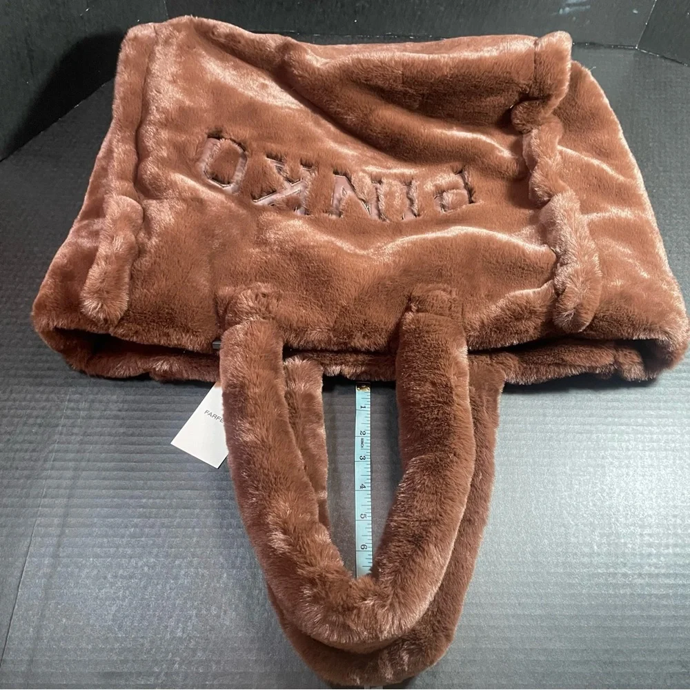 LUSCIOUS GREAT GIFT!! BNWT Pinko Debossed faux fur plush tote brown PRICE FIRM - Picture 9 of 16
